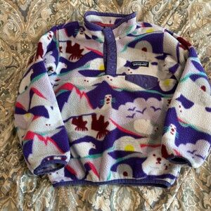 Patagonia Toddler Girls Synchilla Snap T Fleece Jacket Polar Bear Size 5T